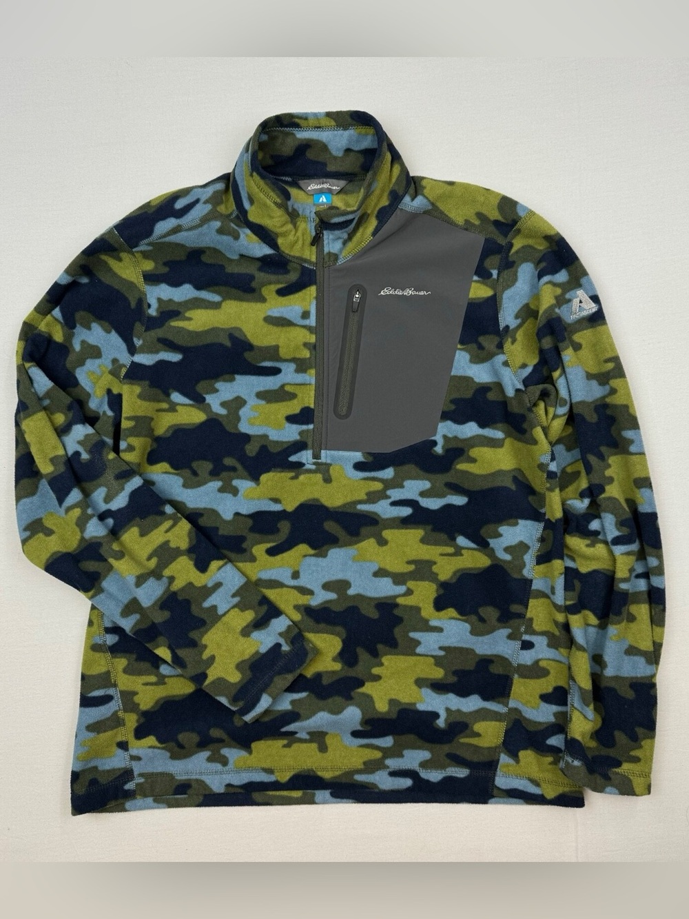 Eddie Bauer First Ascent Cloud Pro Mens Fleece Jacket 1/4 Zip Camouflage Sz M